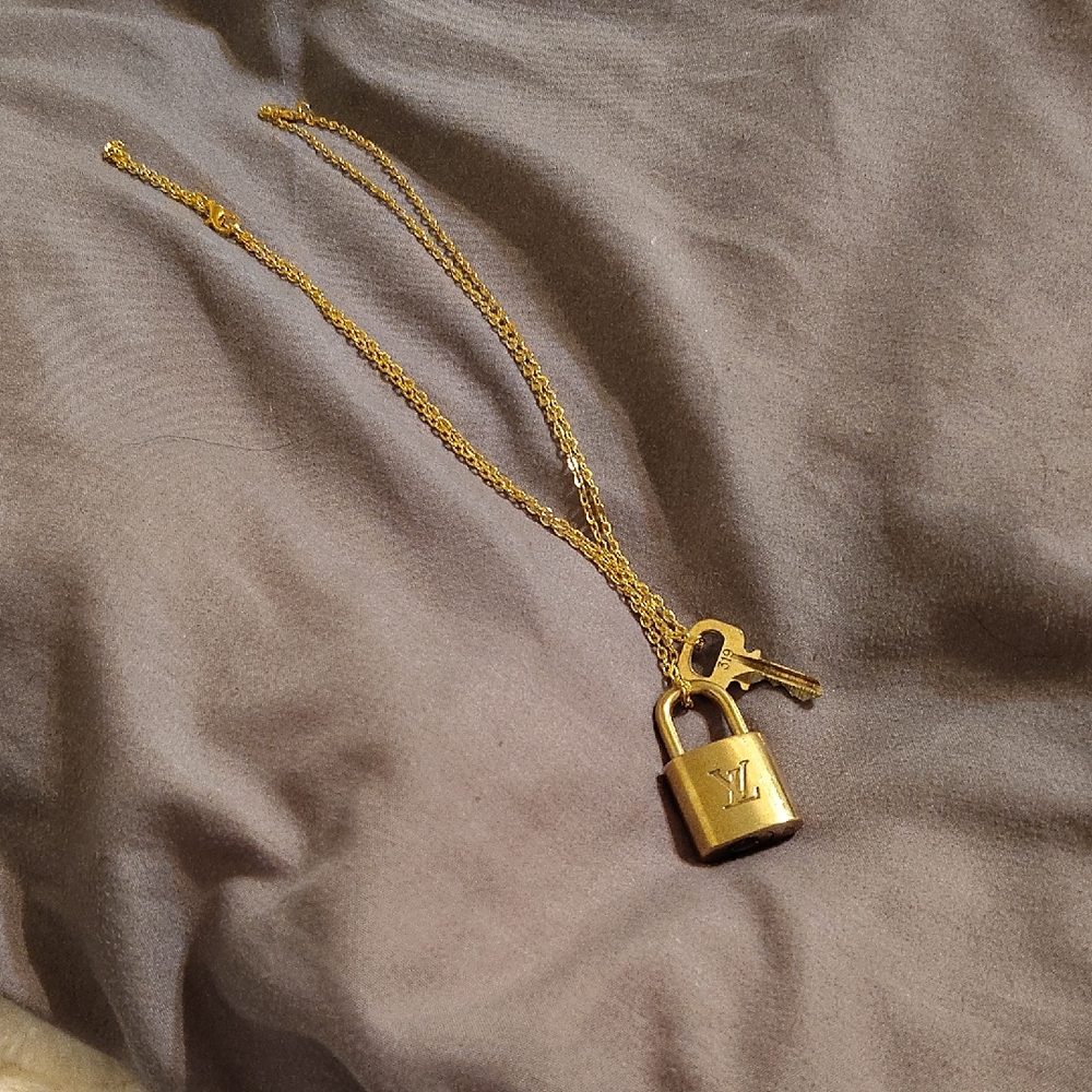 Louis Vuitton Gold Padlock and Key Necklace